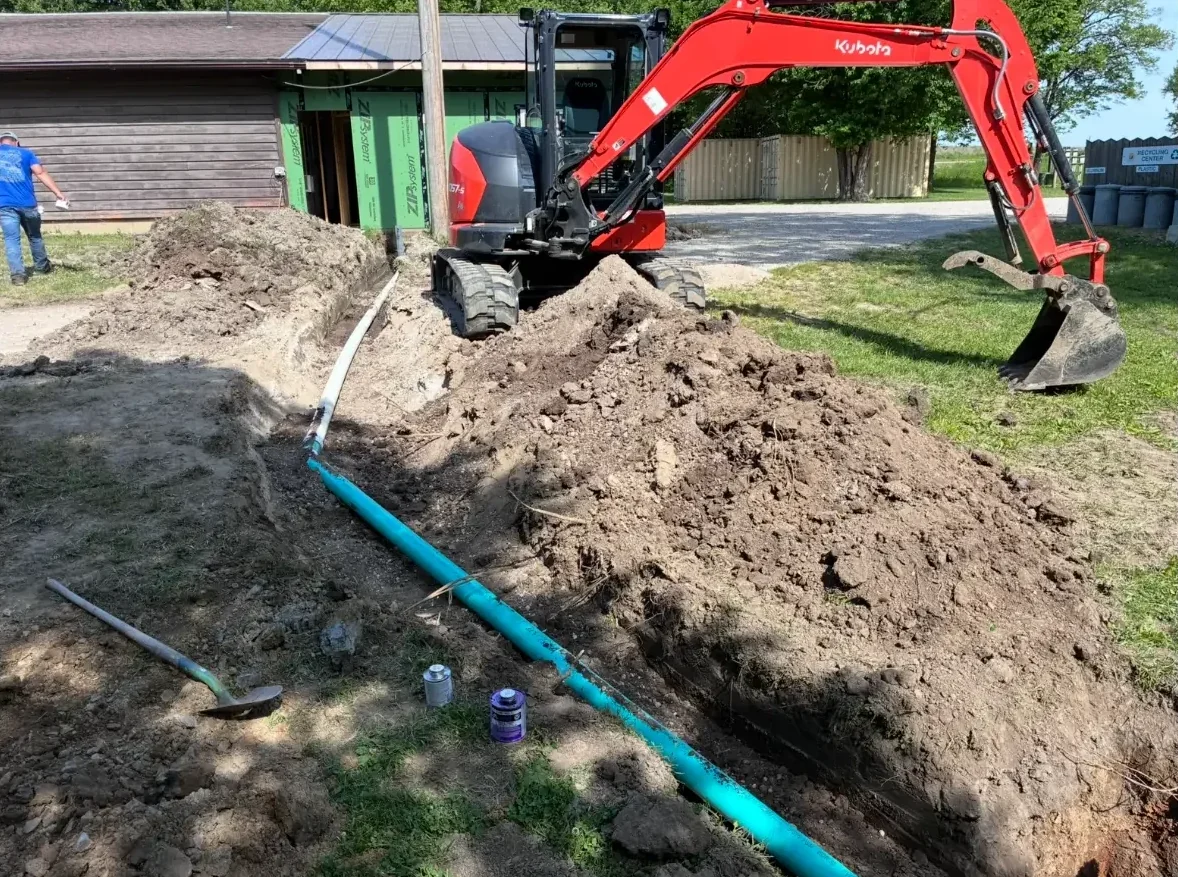 Utility excavation at a home by Wilson Utility & Excavation